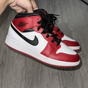 Nike Air Jordan 1 Mid Red White Black Women's Sneakers